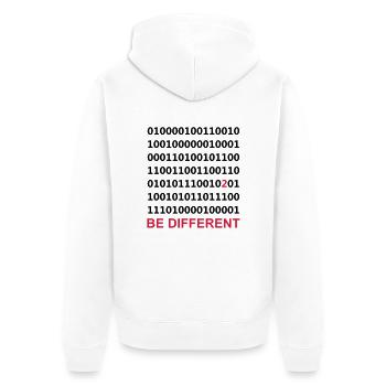 Be Different - Être différent - Binaire - - Veste à capuche bio Premium Unisexe - blanc - Dos - Thijin (182cm)