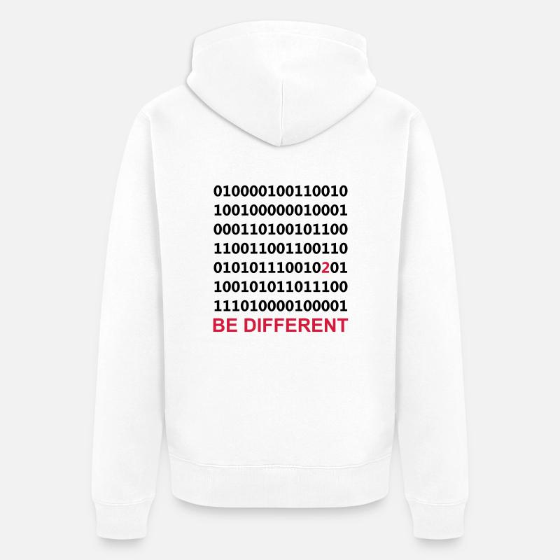Be Different - Binary - Digital - Unisex Premium Organic Zip Hoodie - white
