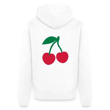 Kirsche - Unisex Premium Bio Zip Hoodie - Weiß - Hinten - Thijin (182cm)