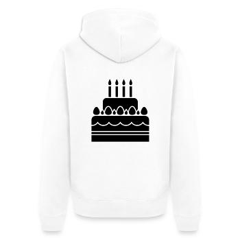Torte - Geburtstag - Unisex Premium Bio Zip Hoodie - Weiß - Hinten - Thijin (182cm)
