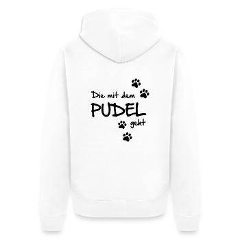mit dem pudel geht - Unisex Premium Bio Zip Hoodie - Weiß - Hinten - Thijin (182cm)