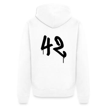 Day: 42 - Unisex Premium Organic Zip Hoodie - white - Back - Thijin (182cm)