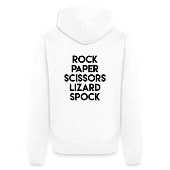 Rock paper scissors lizard - Unisex Premium Bio Zip Hoodie - Weiß - Hinten - Thijin (182cm)