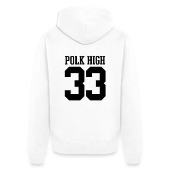 Polk High 33 - Unisex Premium Organic Zip Hoodie - white - Back - Thijin (182cm)