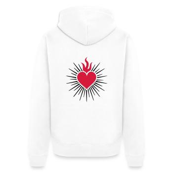 Heiliges Herz - Ursymbol der Liebe - Herzchakra - Unisex Premium Bio Zip Hoodie - Weiß - Hinten - Thijin (182cm)