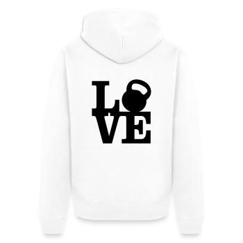 Kettlebell Love - Unisex Premium Organic Zip Hoodie - white - Back - Thijin (182cm)