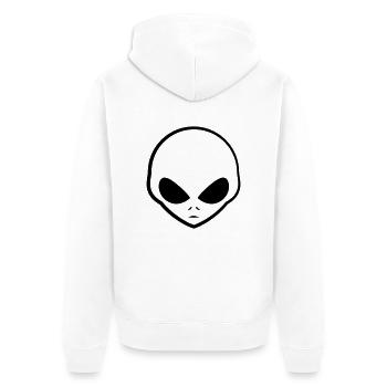 Cool Grey Alien Kopf Logo - Unisex Premium Bio Zip Hoodie - Weiß - Hinten - Thijin (182cm)