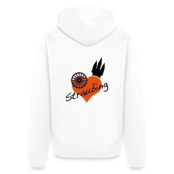 Straubing - Unisex Premium Bio Zip Hoodie - Weiß - Hinten - Thijin (182cm)