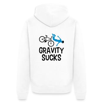 graviti sucks gravity front over fallen fahrr - Unisex Premium Organic Zip Hoodie - white - Back - Thijin (182cm)