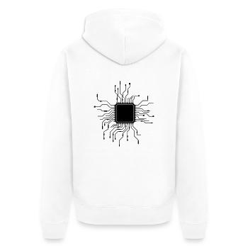 prozessor cpu leitungen draht verkabelung computer - Unisex Premium Bio Zip Hoodie - Weiß - Hinten - Thijin (182cm)