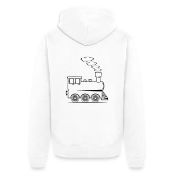 dampflok eisenbahn lok spielzeug - Unisex Premium Bio Zip Hoodie - Weiß - Hinten - Thijin (182cm)