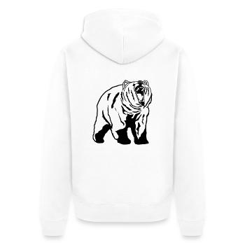 Grizzly - Bear - Bär - Unisex Premium Bio Zip Hoodie - Weiß - Hinten - Thijin (182cm)
