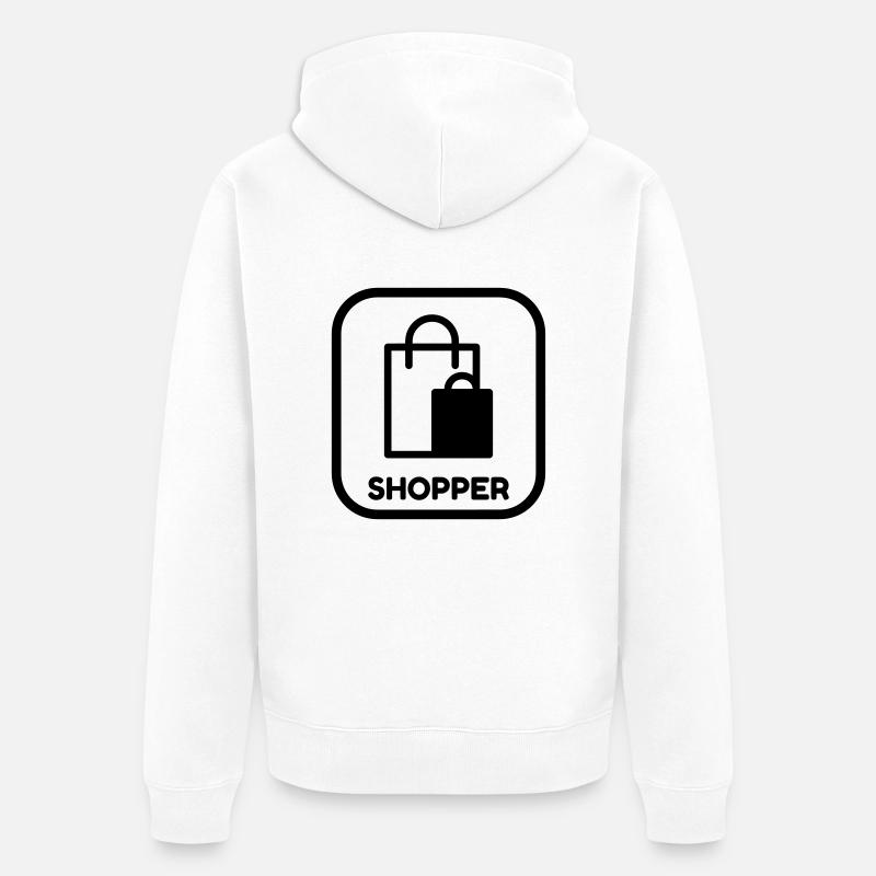 Shopping / Einkaufen / Käuferin / Shopper - Unisex Premium Bio Zip Hoodie - Weiß