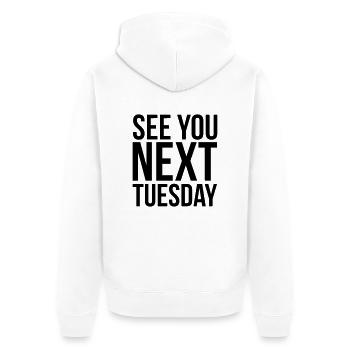 See you next Tuesday - Unisex Premium Bio Zip Hoodie - Weiß - Hinten - Thijin (182cm)