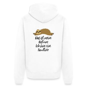 Faultier Kostüm - Unisex Premium Bio Zip Hoodie - Weiß - Hinten - Thijin (182cm)