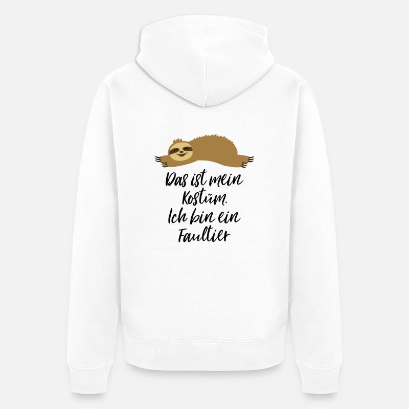 Faultier Kostüm - Unisex Premium Bio Zip Hoodie - Weiß