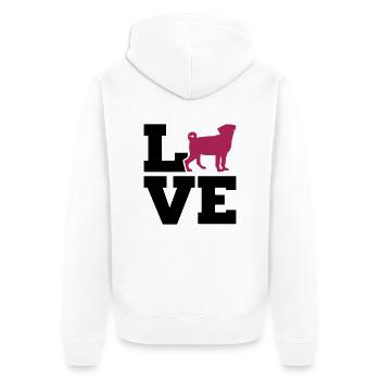 Mops - Unisex Premium Bio Zip Hoodie - Weiß - Hinten - Thijin (182cm)