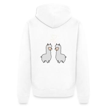 Alpaca Love - Unisex Premium Organic Zip Hoodie - white - Back - Thijin (182cm)