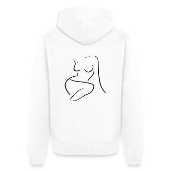 Female Body Line Art - Minimaliste - Veste à capuche bio Premium Unisexe - blanc - Dos - Thijin (182cm)