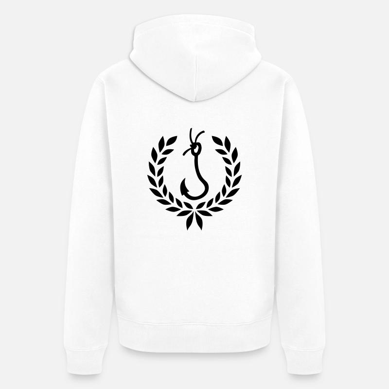 Laurel Wreath Pêche Hameçons - Veste à capuche bio Premium Unisexe - blanc