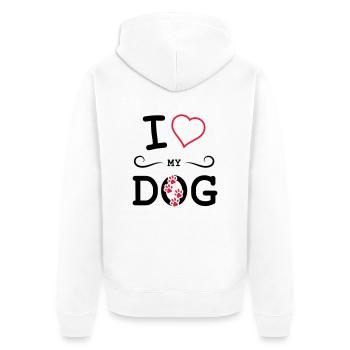i love my dog - Unisex Premium Bio Zip Hoodie - Weiß - Hinten - Thijin (182cm)