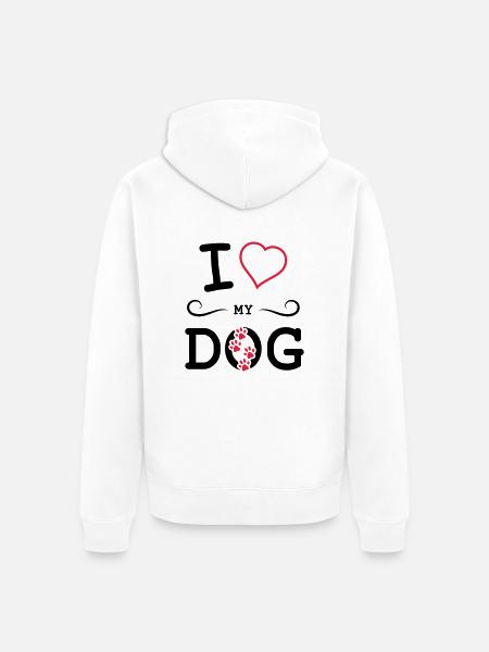 I love my dog - Unisex Premium Organic Zip Hoodie - white