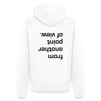Another point of view. - Unisex Premium Bio Zip Hoodie - Weiß - Hinten - Thijin (182cm)