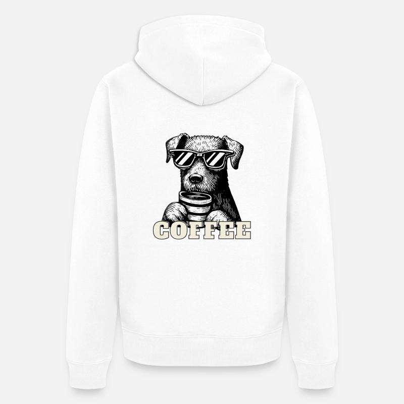 Chien de café - Veste à capuche bio Premium Unisexe - blanc