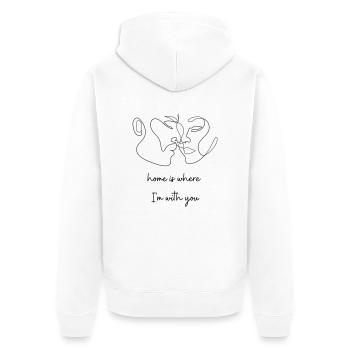 La maison est l’endroit où je suis avec vous! - Veste à capuche bio Premium Unisexe - blanc - Dos - Thijin (182cm)