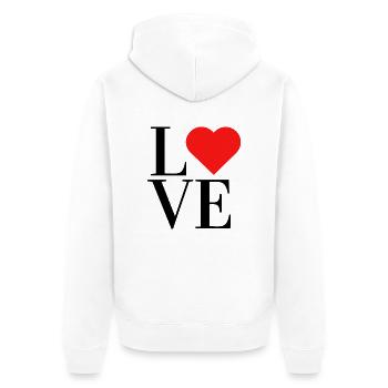 Love - Unisex Premium Bio Zip Hoodie - Weiß - Hinten - Thijin (182cm)