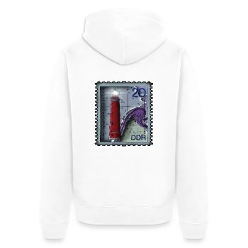 Briefmarke Leuchtturm - Unisex Premium Bio Zip Hoodie - Weiß - Hinten - Thijin (182cm)