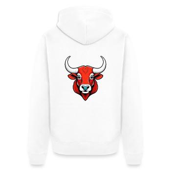 Mächtiger Stiergeist - Unisex Premium Bio Zip Hoodie - Weiß - Hinten - Thijin (182cm)