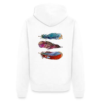 Feder - Unisex Premium Bio Zip Hoodie - Weiß - Hinten - Thijin (182cm)