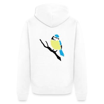 Blaumeise Vogel Meise - Unisex Premium Bio Zip Hoodie - Weiß - Hinten - Thijin (182cm)