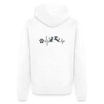 Heart wave cat and dog friend design - Unisex Premium Organic Zip Hoodie - white - Back - Thijin (182cm)