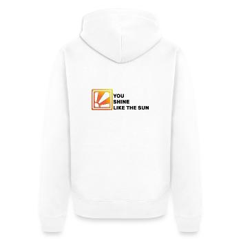 Brillez comme le soleil, et tout le monde sourit en retour - Veste à capuche bio Premium Unisexe - blanc - Dos - Thijin (182cm)