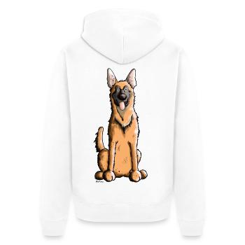 Happy Malinois - Belgian Shepherd Dog - Unisex Premium Organic Zip Hoodie - white - Back - Thijin (182cm)