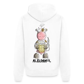 Alkuhhol - Unisex Premium Bio Zip Hoodie - Weiß - Hinten - Thijin (182cm)
