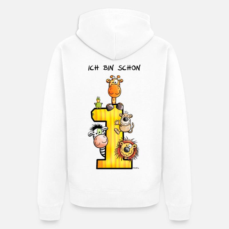 Ich bin schon Eins - Unisex Premium Bio Zip Hoodie - Weiß