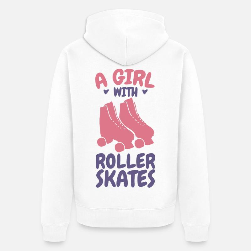Ein Mädchen mit Rollschuhen - Unisex Premium Bio Zip Hoodie - Weiß