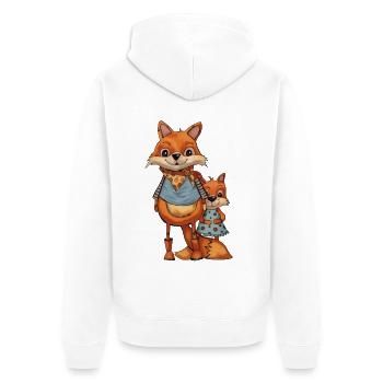 Fuchsfamilie in bunten Outfits - Unisex Premium Bio Zip Hoodie - Weiß - Hinten - Thijin (182cm)