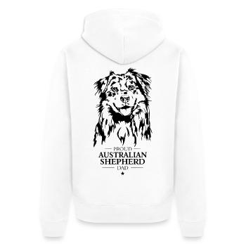 Australian Shepherd Dad Hunde Hütehunde Wilsigns - Unisex Premium Bio Zip Hoodie - Weiß - Hinten - Thijin (182cm)