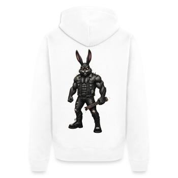 Heavy Metal Osterhase Rocker Ostern Hardcore Hase - Unisex Premium Bio Zip Hoodie - Weiß - Hinten - Thijin (182cm)