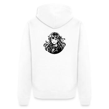 Line Art Anime Girl Silhouette - Unisex Premium Organic Zip Hoodie - white - Back - Thijin (182cm)