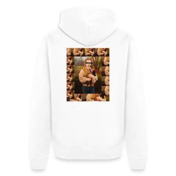 Huhn Liebe im Wald - Unisex Premium Bio Zip Hoodie - Weiß - Hinten - Thijin (182cm)