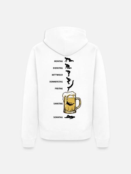 Bier Woche | Evolution | Bierbad Wochenzyklus - Unisex Premium Bio Zip Hoodie - Weiß