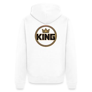 Goldenes Königskronenabzeichen - Unisex Premium Bio Zip Hoodie - Weiß - Hinten - Thijin (182cm)