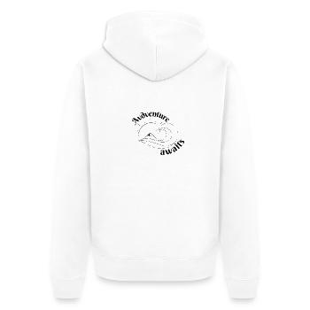 L’aventure vous attend - Veste à capuche bio Premium Unisexe - blanc - Dos - Thijin (182cm)