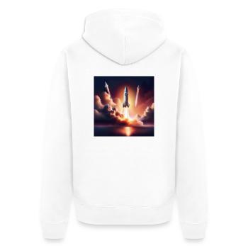 Apollo II - Unisex Premium Bio Zip Hoodie - Weiß - Hinten - Thijin (182cm)