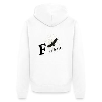 Freiheit - Unisex Premium Bio Zip Hoodie - Weiß - Hinten - Thijin (182cm)